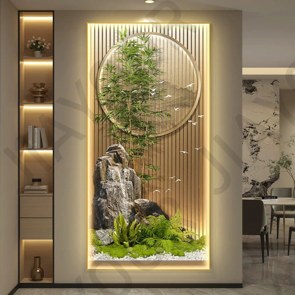 Bamboo LED Wall Art - Landscape Scenery Decorative Painting with Lights